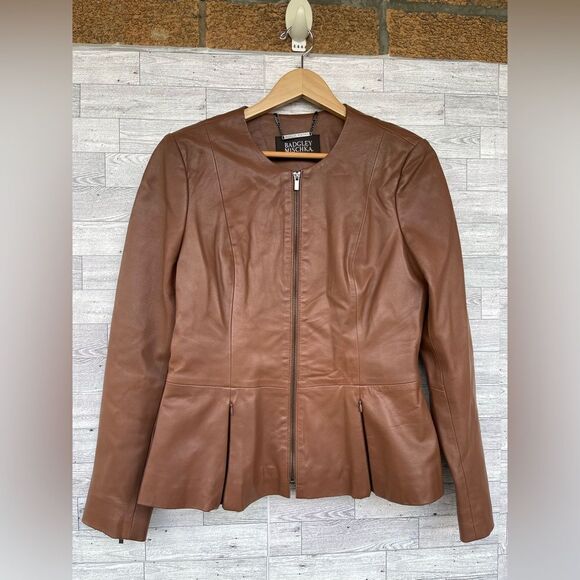Badgley Mischka
Peplum Leather Jacket in cognac size medium - Picture 3 of 15